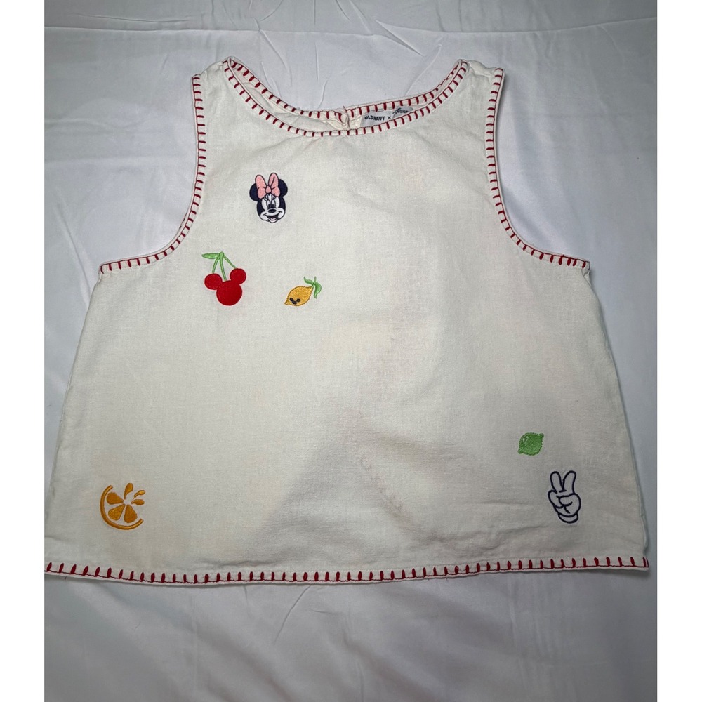 Old Navy Disney Embroidered Tulip Back Tank Top White XL 14-16 Mickey Minnie